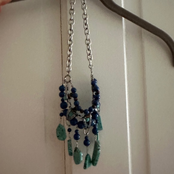 Robert Rose Vintage Turquoise and Silvertone Bibb Necklace - Picture 2 of 13